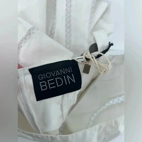 NWT Giovanni Bedin White Godet Flared Dress Cotton MINI DRESS White SIZE 38 US 2 - Picture 8 of 14